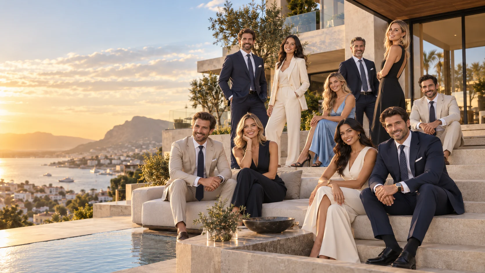 Grupo de empresários e profissionais em ambiente sofisticado